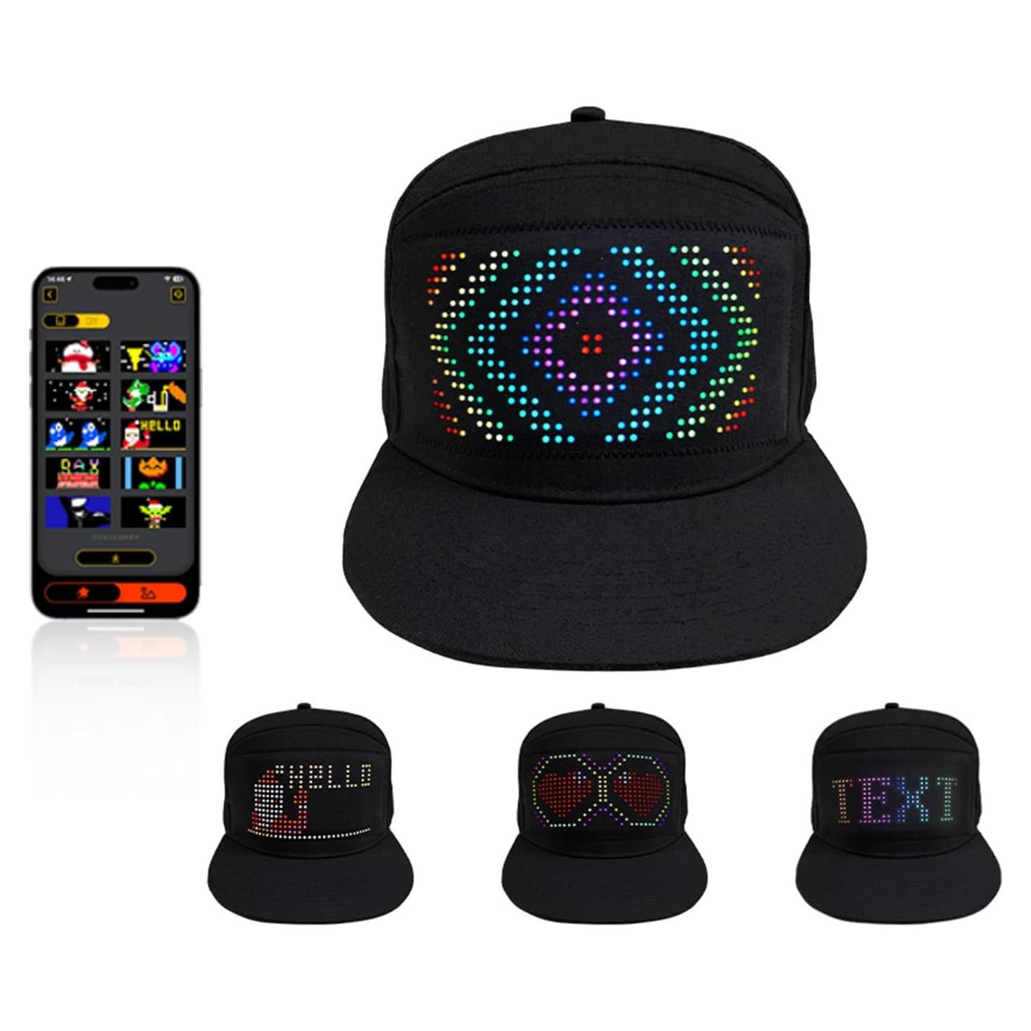 Gorra LED Programable Colorida Ajustable Algodón