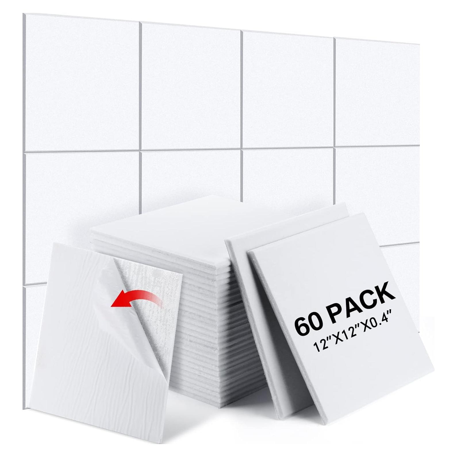 60 Paneles Acústicos Autoadhesivos Geosar 30x30 cm Blanco