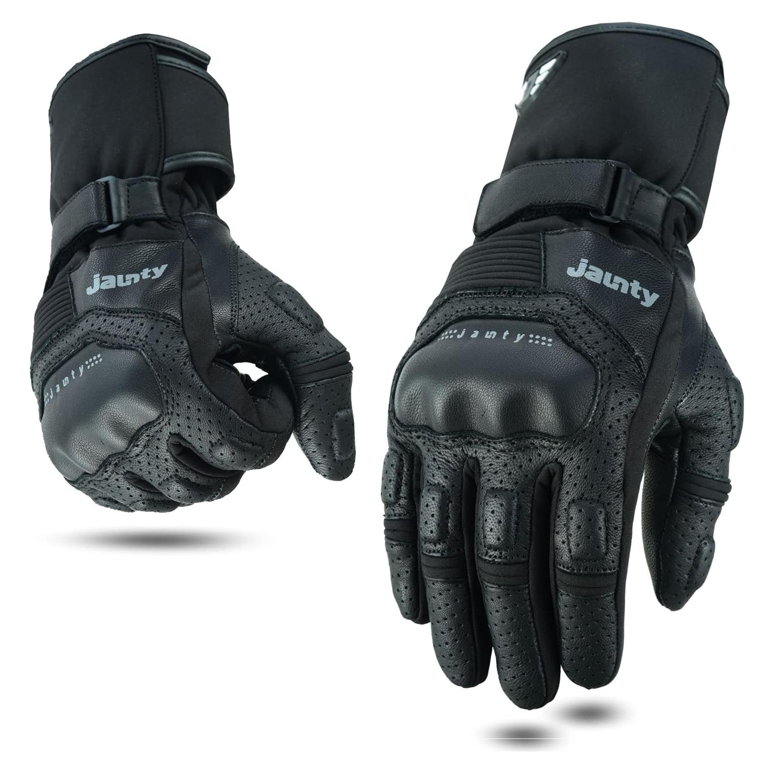 Guantes de Motocicleta Jaunty Racer Black, Cuero, Talla Pequeña