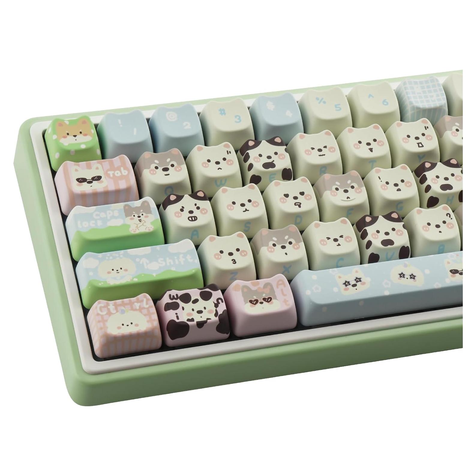 Teclas PBT 134 Personalizadas Tyrixki Verde Cachorro