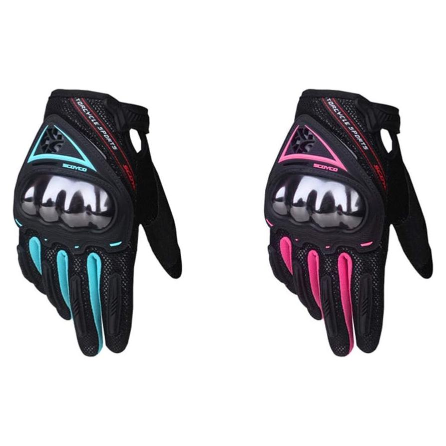 Guantes de Motocicleta Scoyco MC44W Rosa y Azul para Mujer