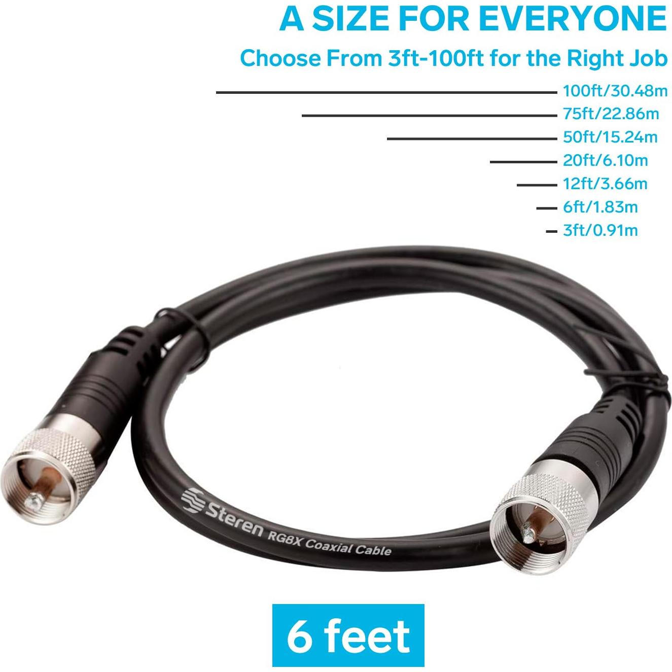 Cable Coaxial RG8X STEREN 1.83 m PL259 UHF 50 Ohm