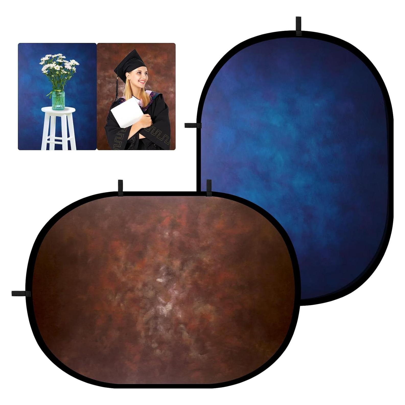 Fondo Portátil Doble Cara Selens 140x200 cm Azul/Marrón