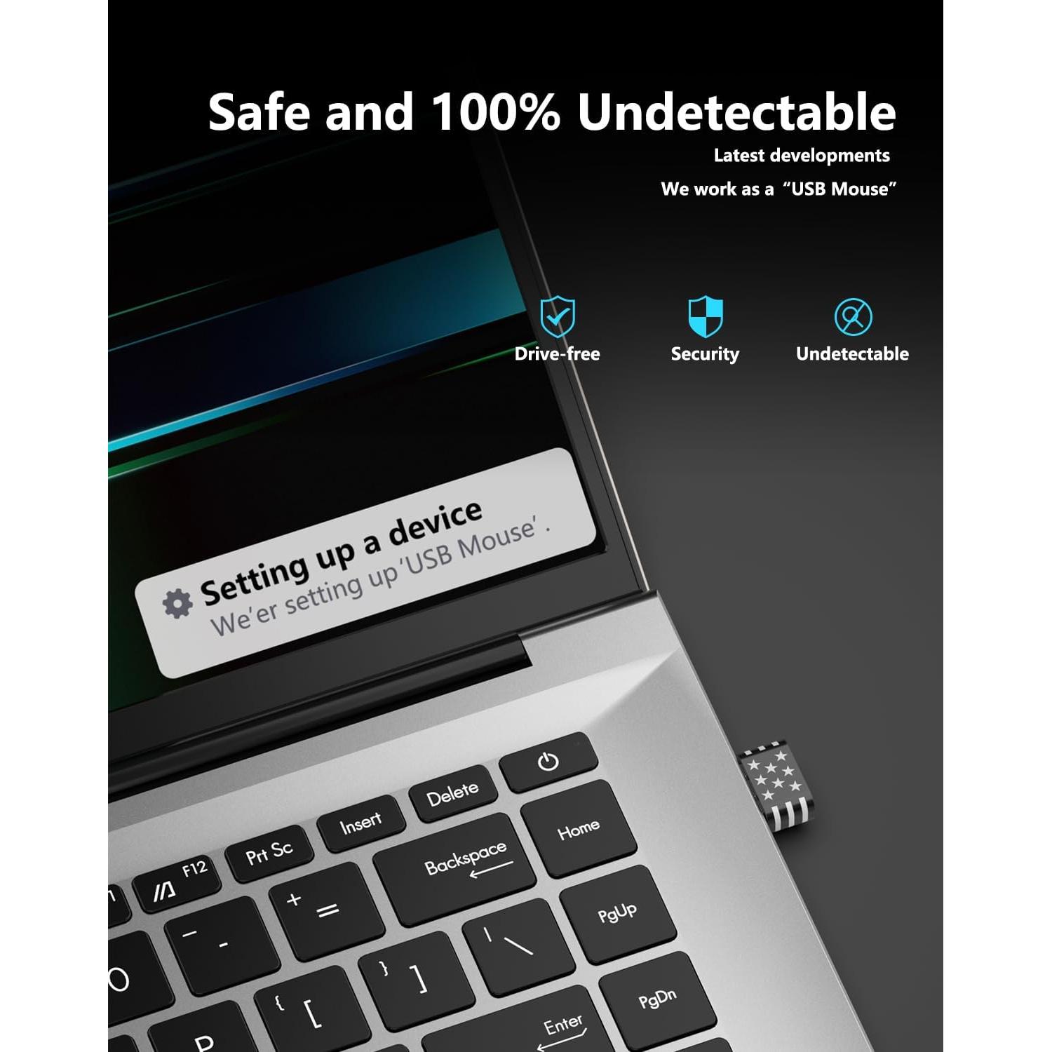 Geyes Mouse Jiggler Indetectable USB, 2 Modos, Metal Negro