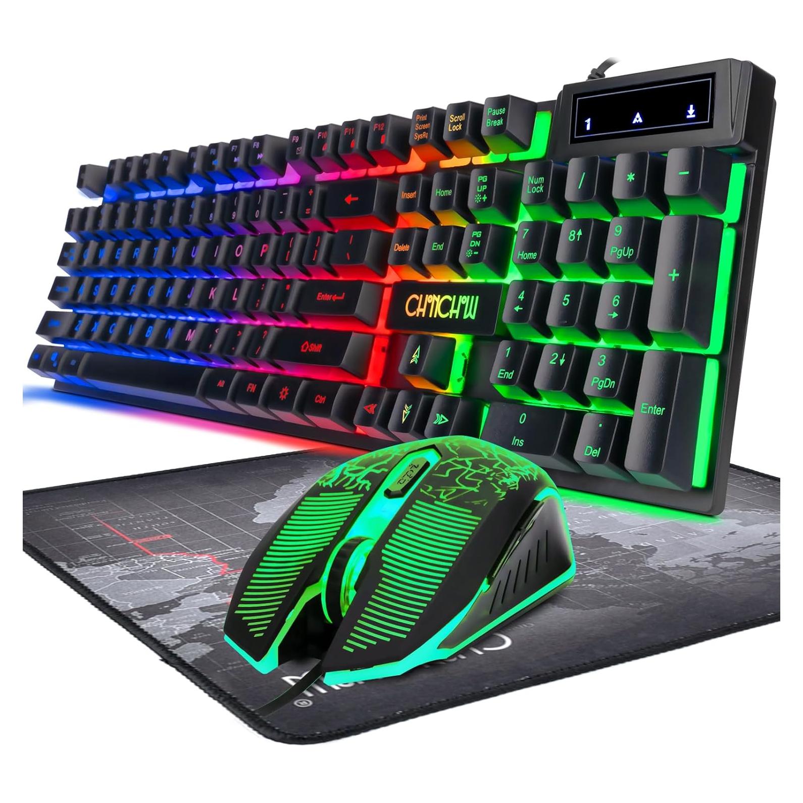 Combo Teclado y Ratón Gaming CHONCHOW LED RGB 4800DPI