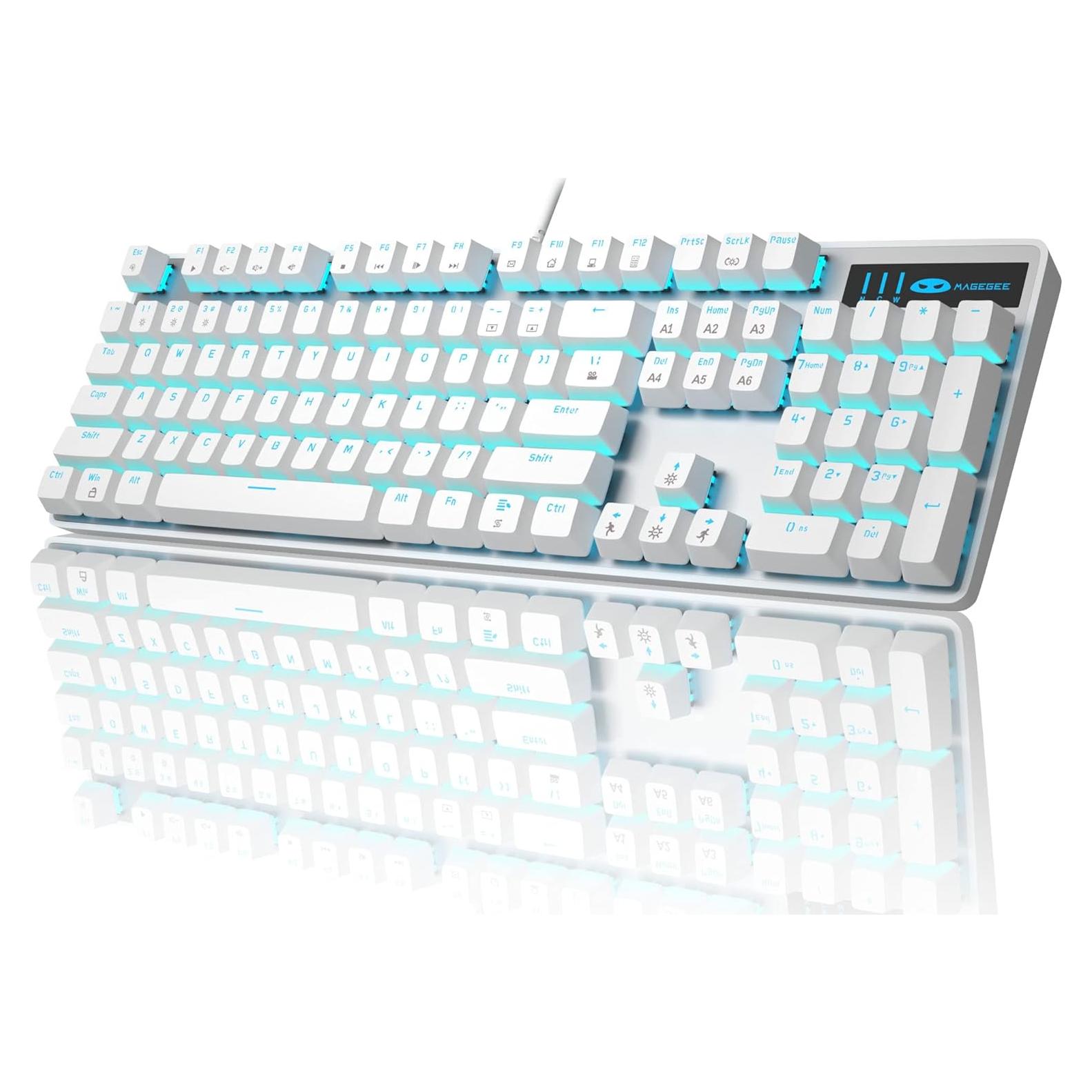 Teclado Mecánico MageGee Blanco USB Retroiluminado 100% Anti-ghosting