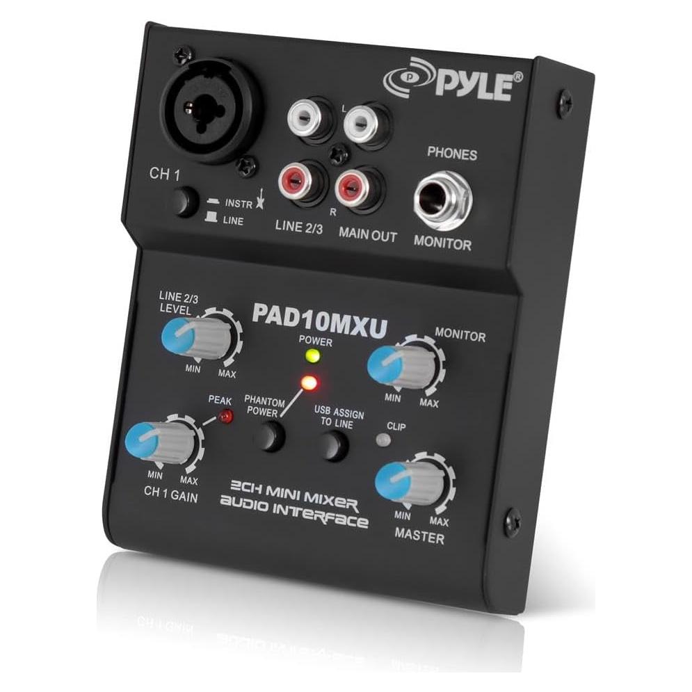 Mezclador Mini Pyle PAD10MXU 2 Canales USB 18V Phantom