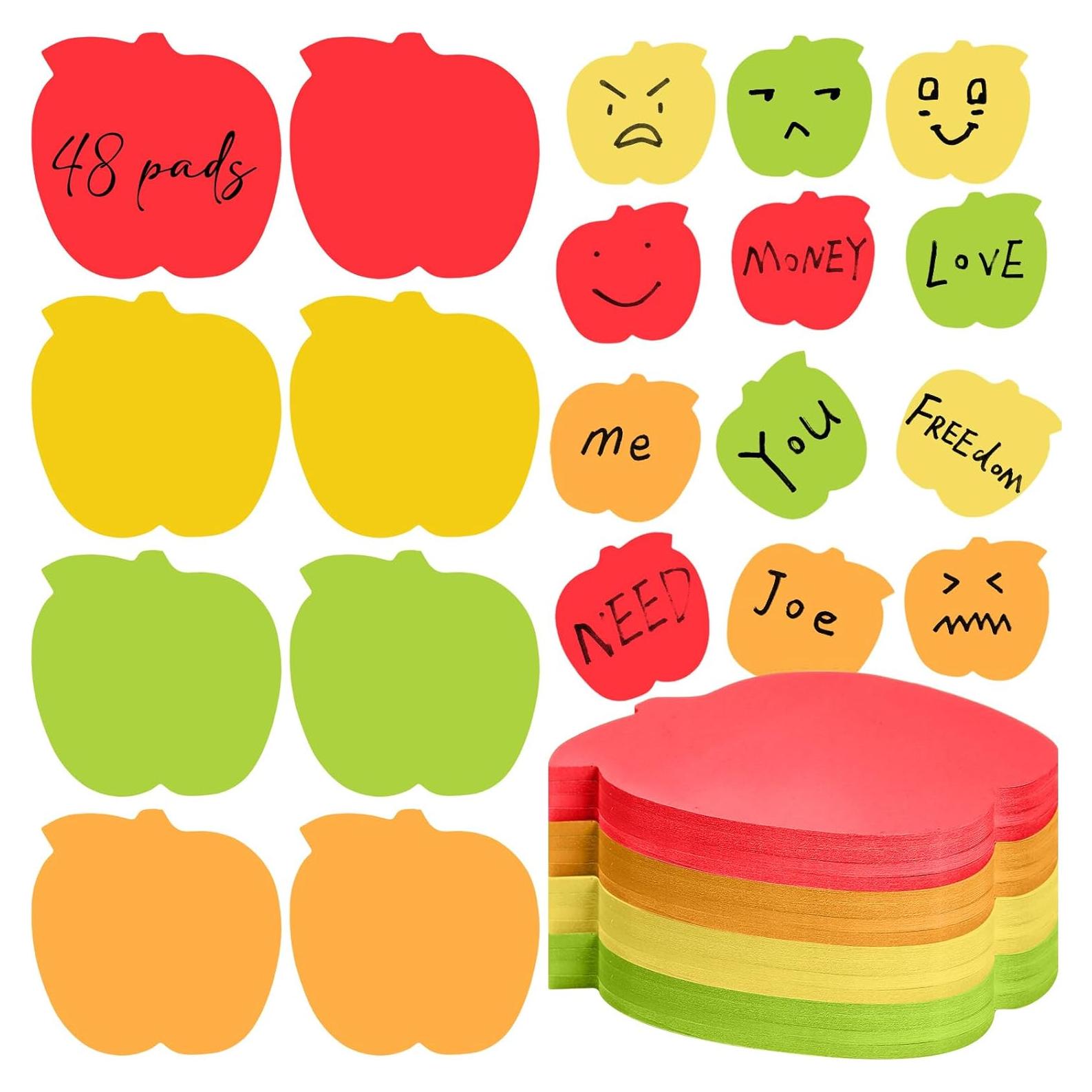 Notas Adhesivas en Forma de Manzana Kolldenn 48 Hojas Multicolor