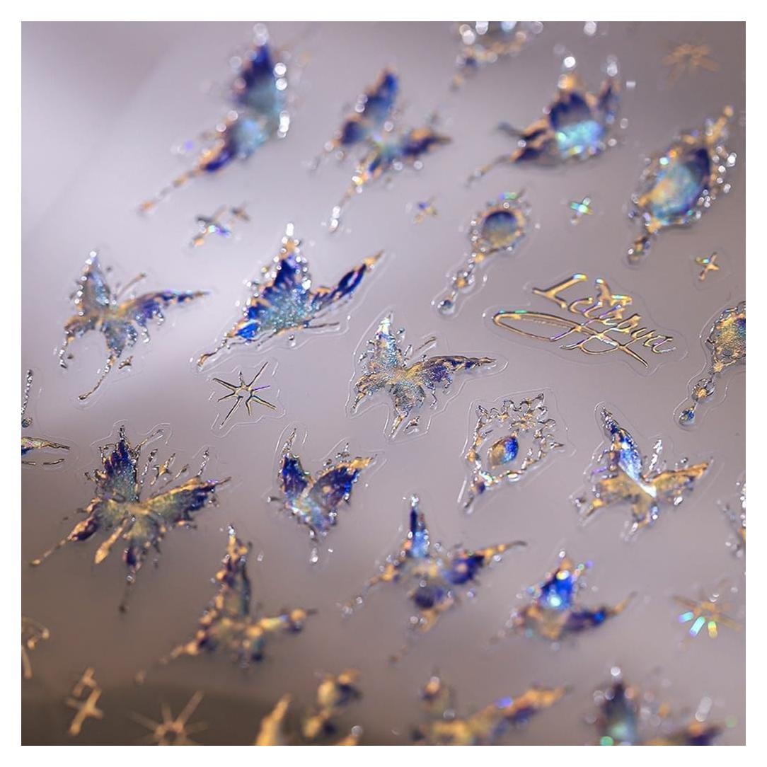 Calcomanías de Uñas 5D Mariposa Azul CTTHNBD - 1 Hoja