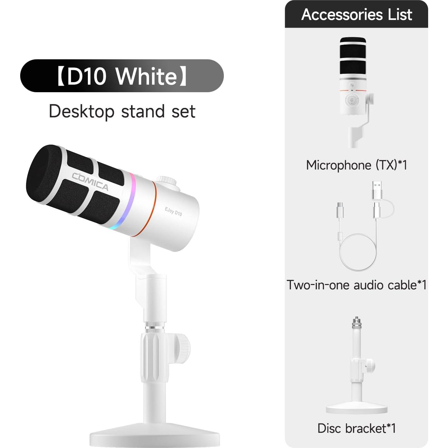 Micrófono Gaming USB Comica EJoy D10 Dinámico RGB 1.1kg