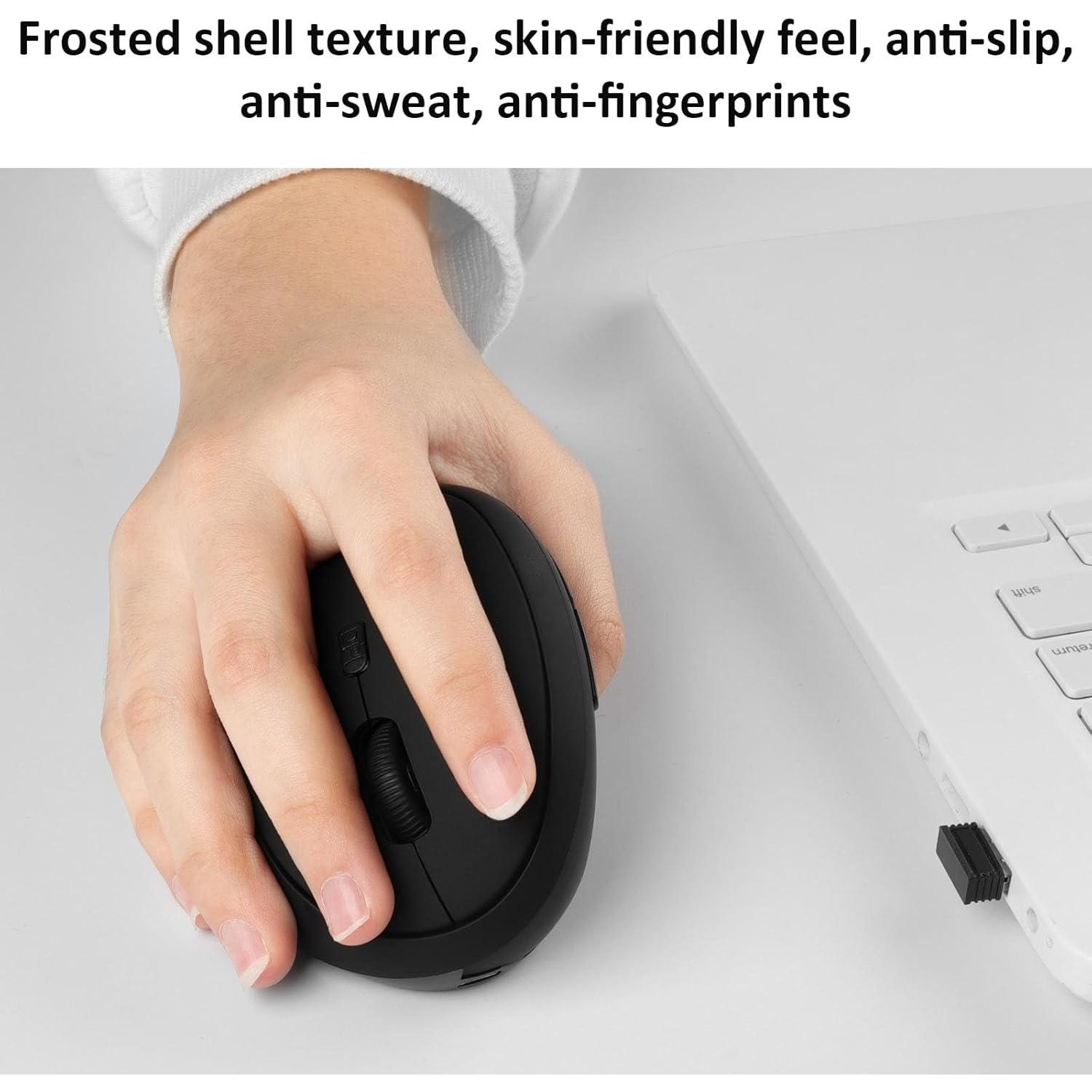 Ratón Inalámbrico Vertical Ergonómico Thanice Negro 1600 DPI