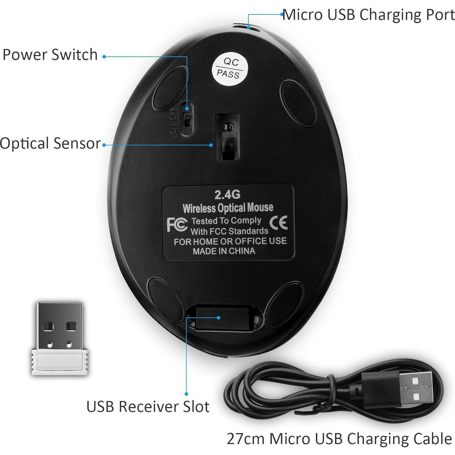 Ratón Inalámbrico Vertical Ergonómico Thanice Negro 1600 DPI