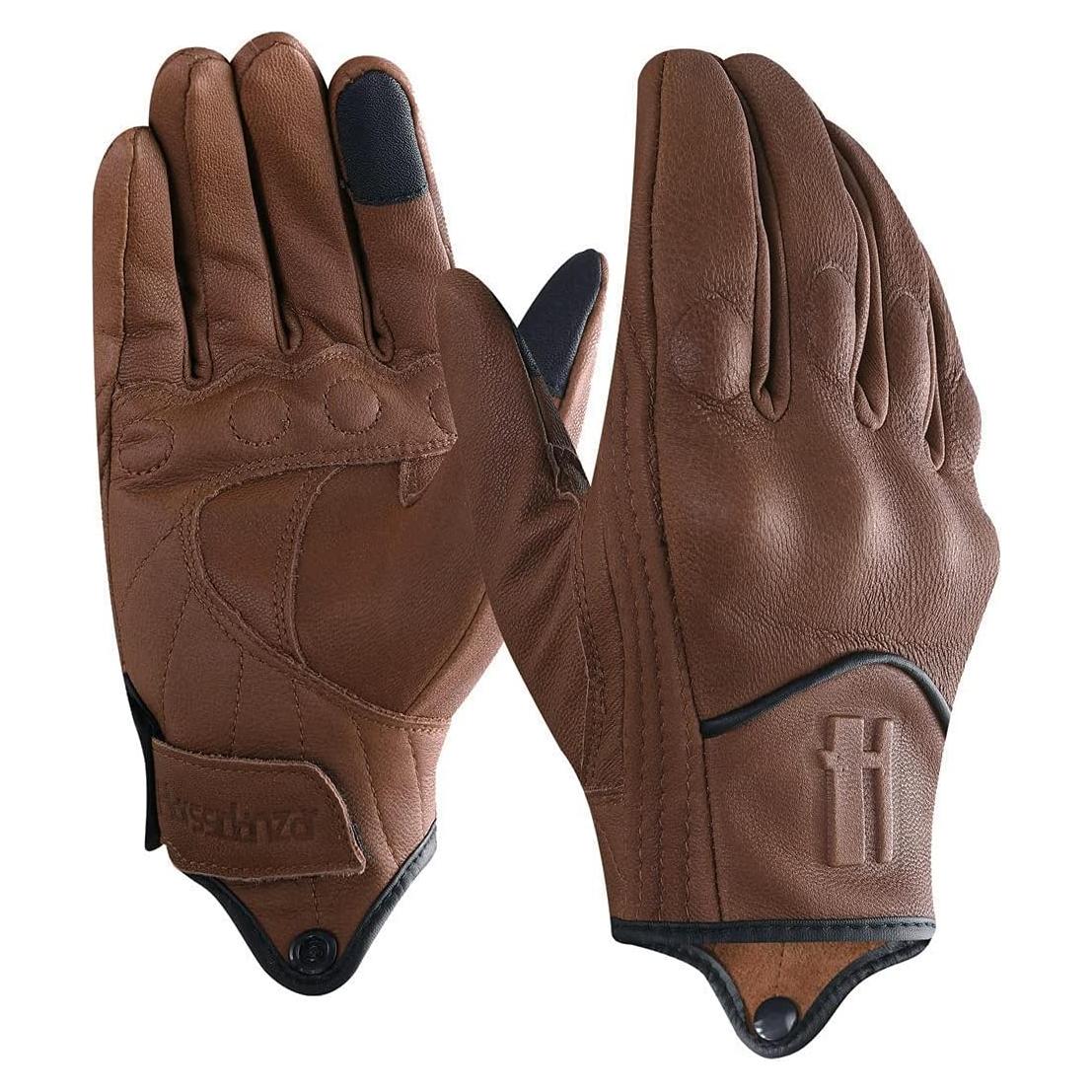 Guantes de motocicleta Harssidanzar GM028 cuero táctil