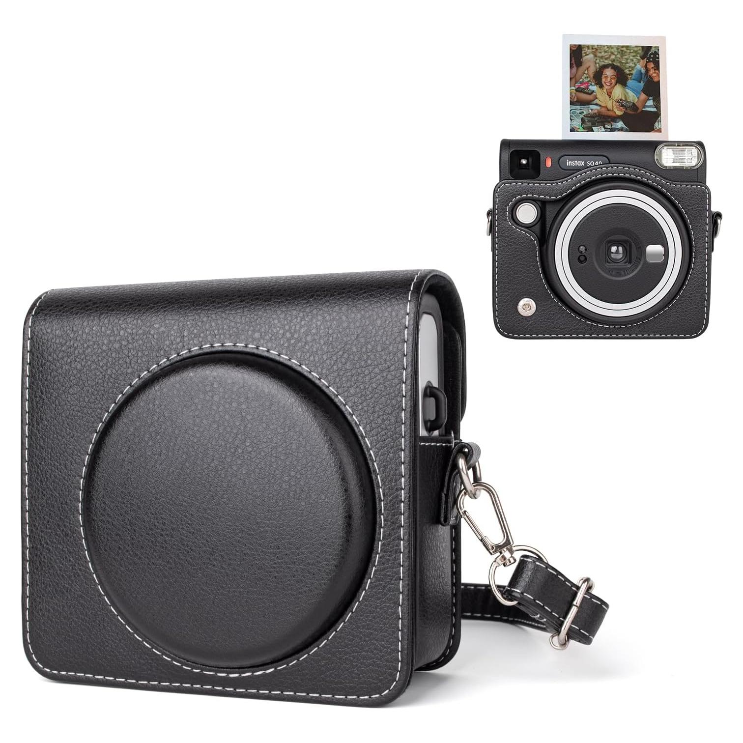 Funda Protectora de Cuero PU para Fujifilm Instax SQ40 - Negro Clásico