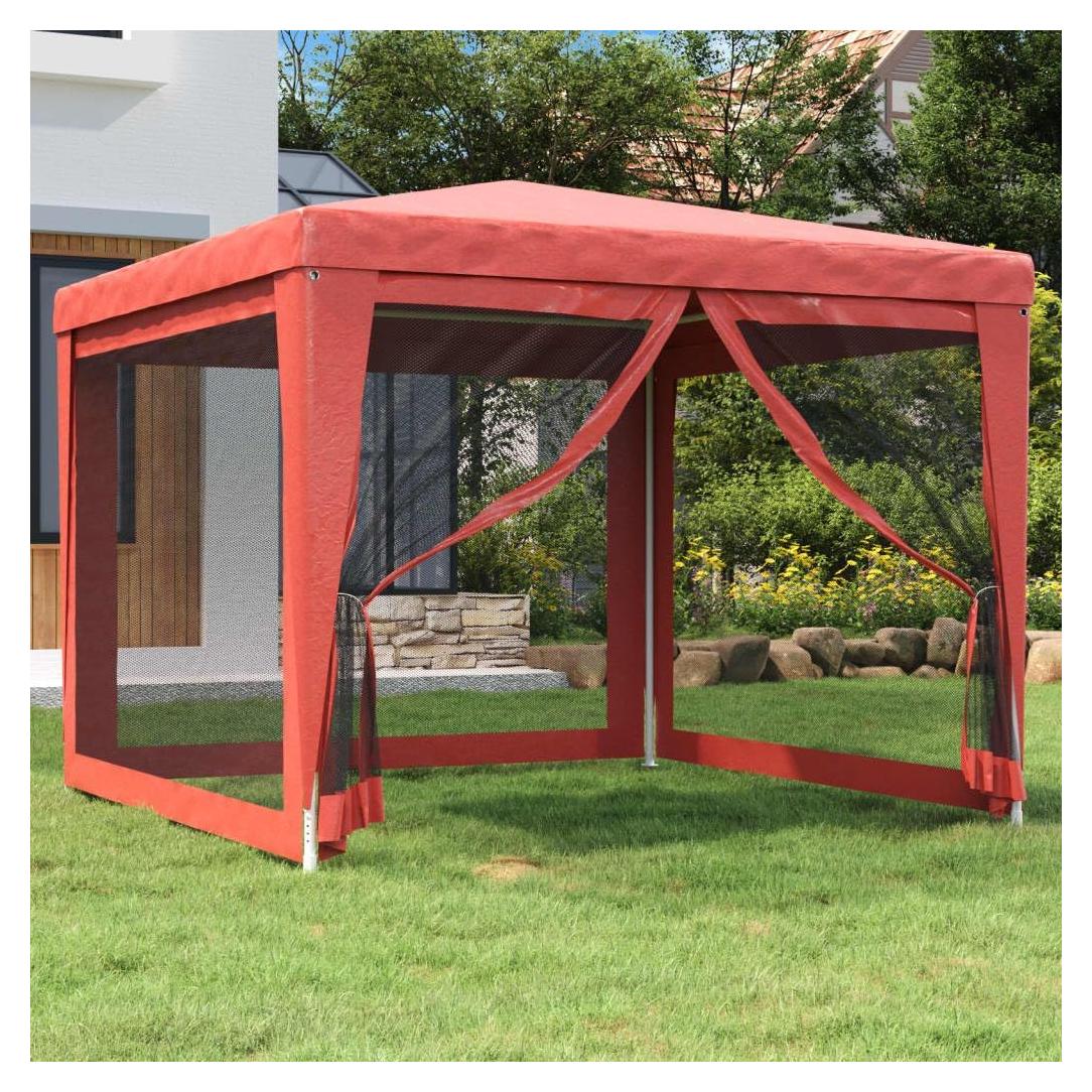 Carpa de Fiesta ANYCHOLE 3x3m con 4 Paredes de Malla Roja