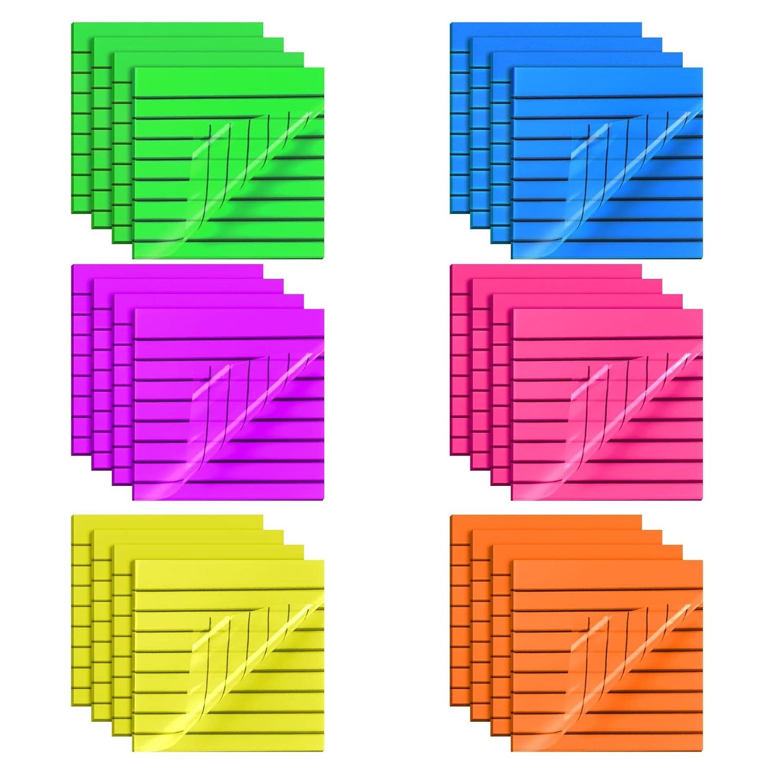 Notas Adhesivas Transparentes Yinder 24 Hojas 7.6x7.6cm Colores Brillantes