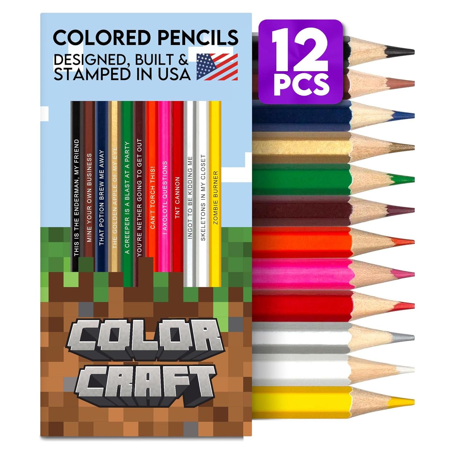 Set de 12 Lápices de Colores Minecraft Pun Labs - Regalo Ideal