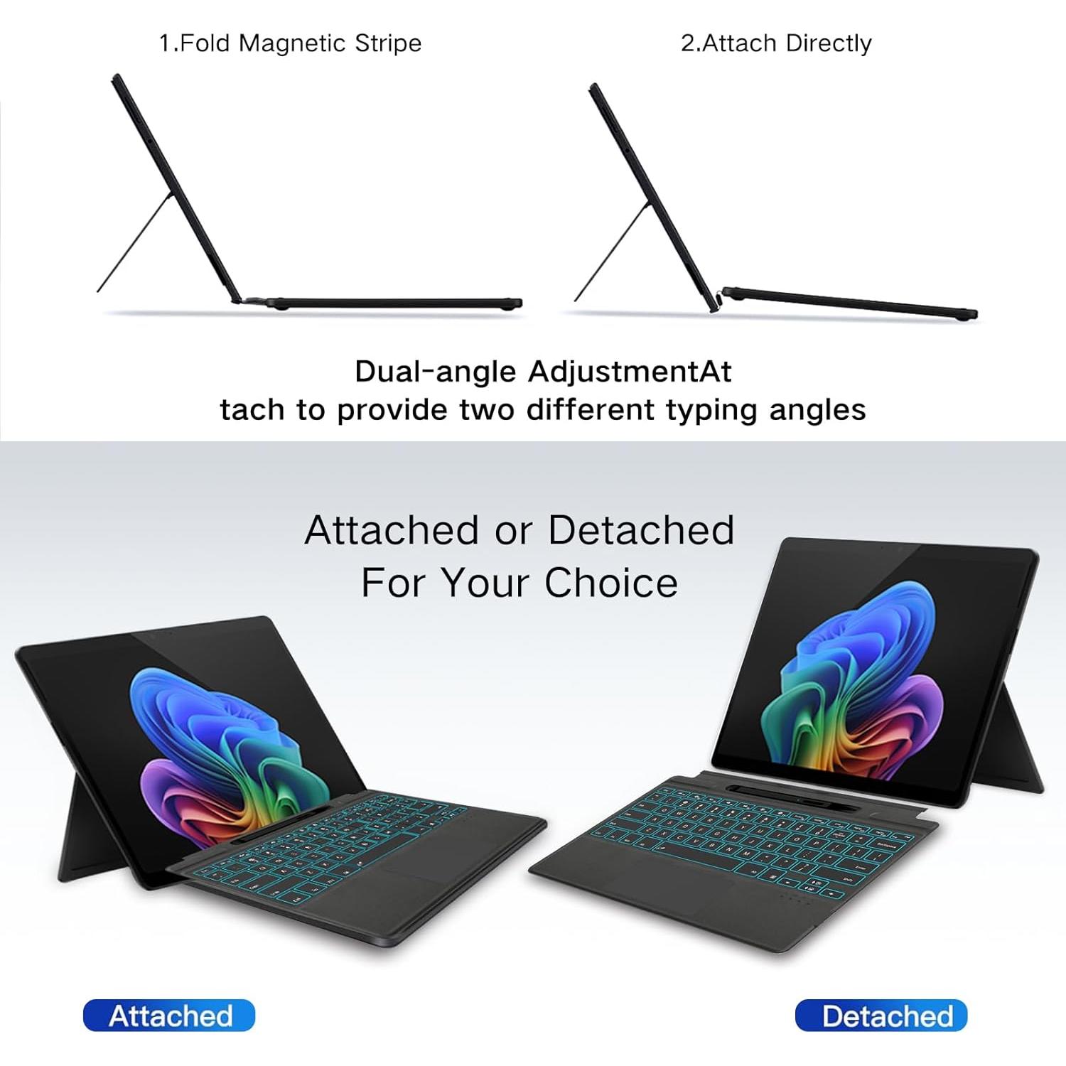 Teclado Bluetooth Inalámbrico Jvkzaen para Surface Pro 11/10/9/8/X