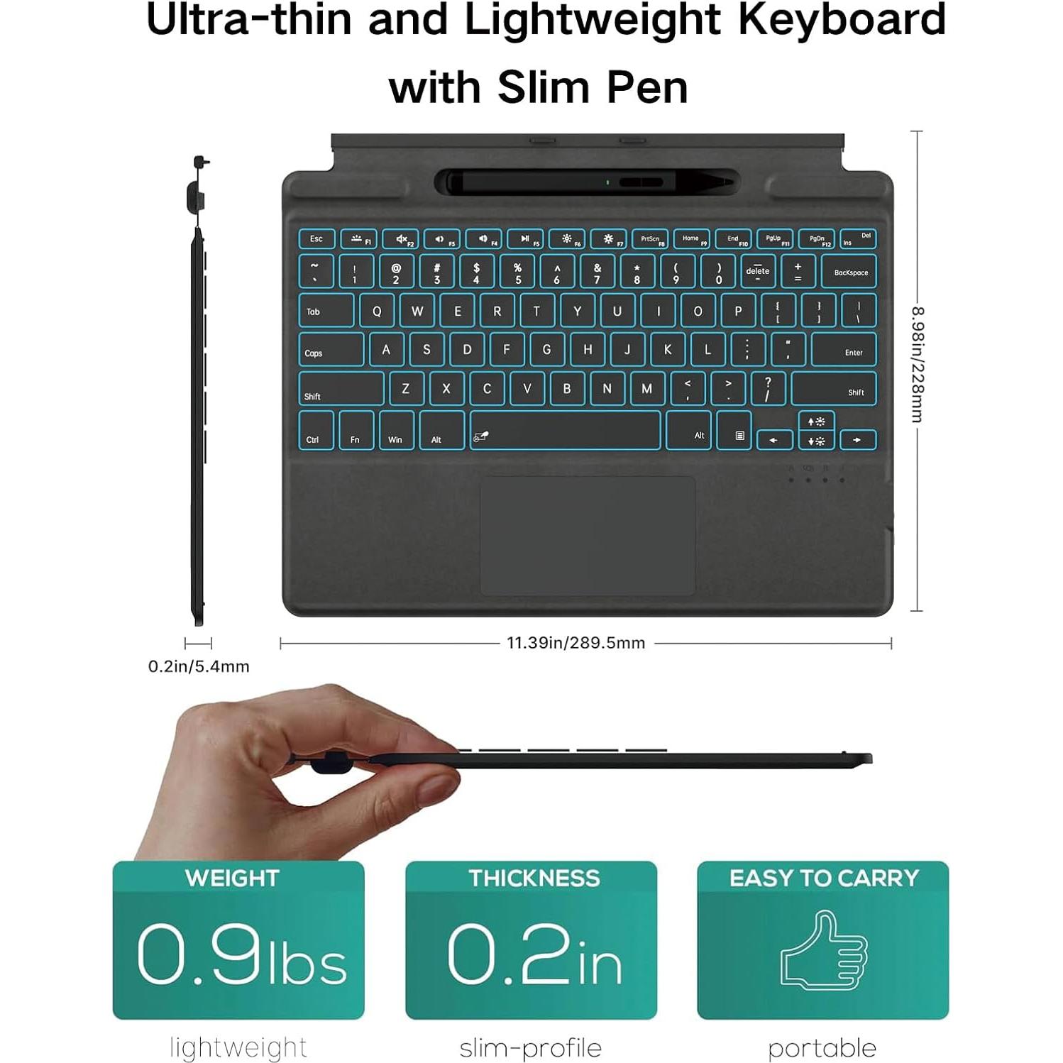 Teclado Bluetooth Inalámbrico Jvkzaen para Surface Pro 11/10/9/8/X