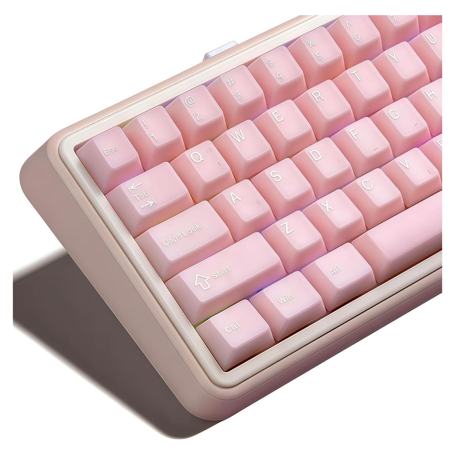 Juego de Teclas PBT Doble Inyección Dagaladoo Jade Rosa 121 Teclas