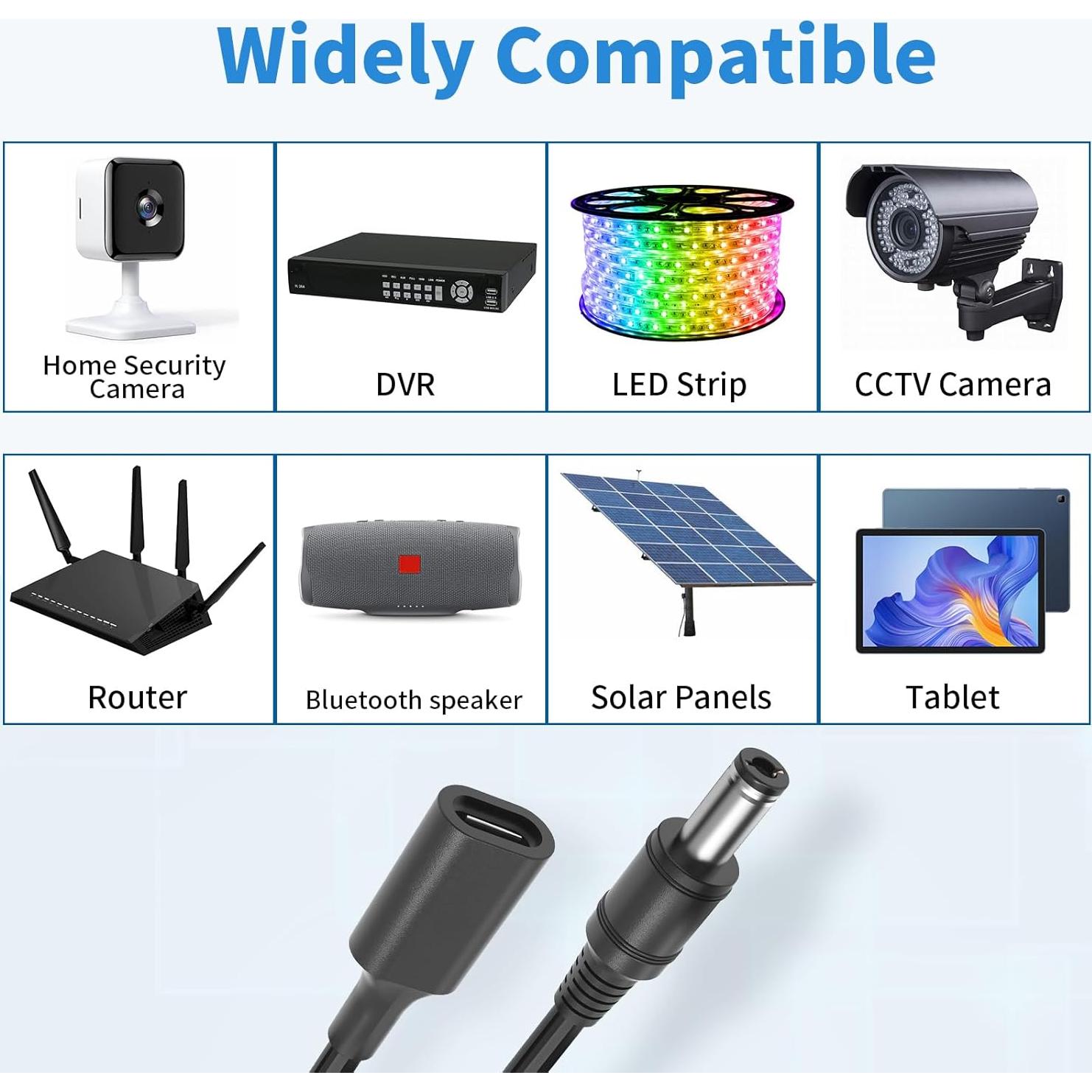 Cable USB-C a DC 5.5x2.5mm JLY 30cm Adaptador Cargador