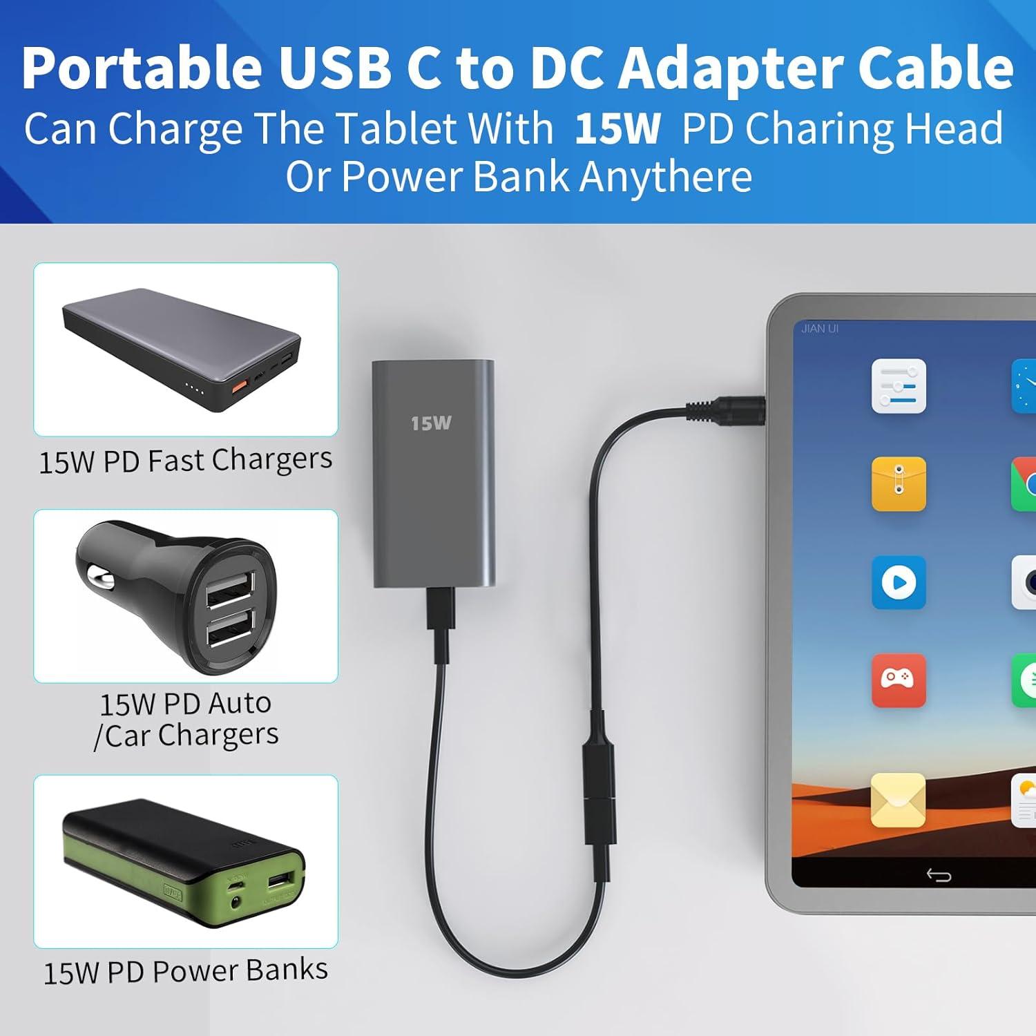 Cable USB-C a DC 5.5x2.5mm JLY 30cm Adaptador Cargador