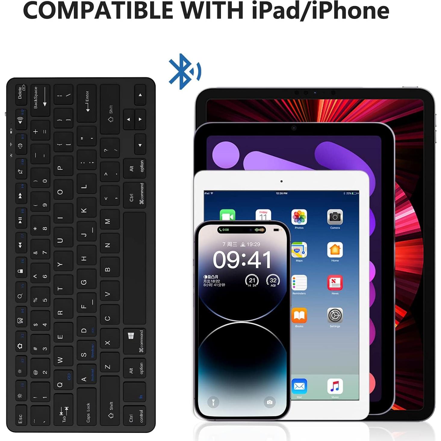 Teclado Bluetooth Inalámbrico TaIYanG para iPad y Tablets - Negro