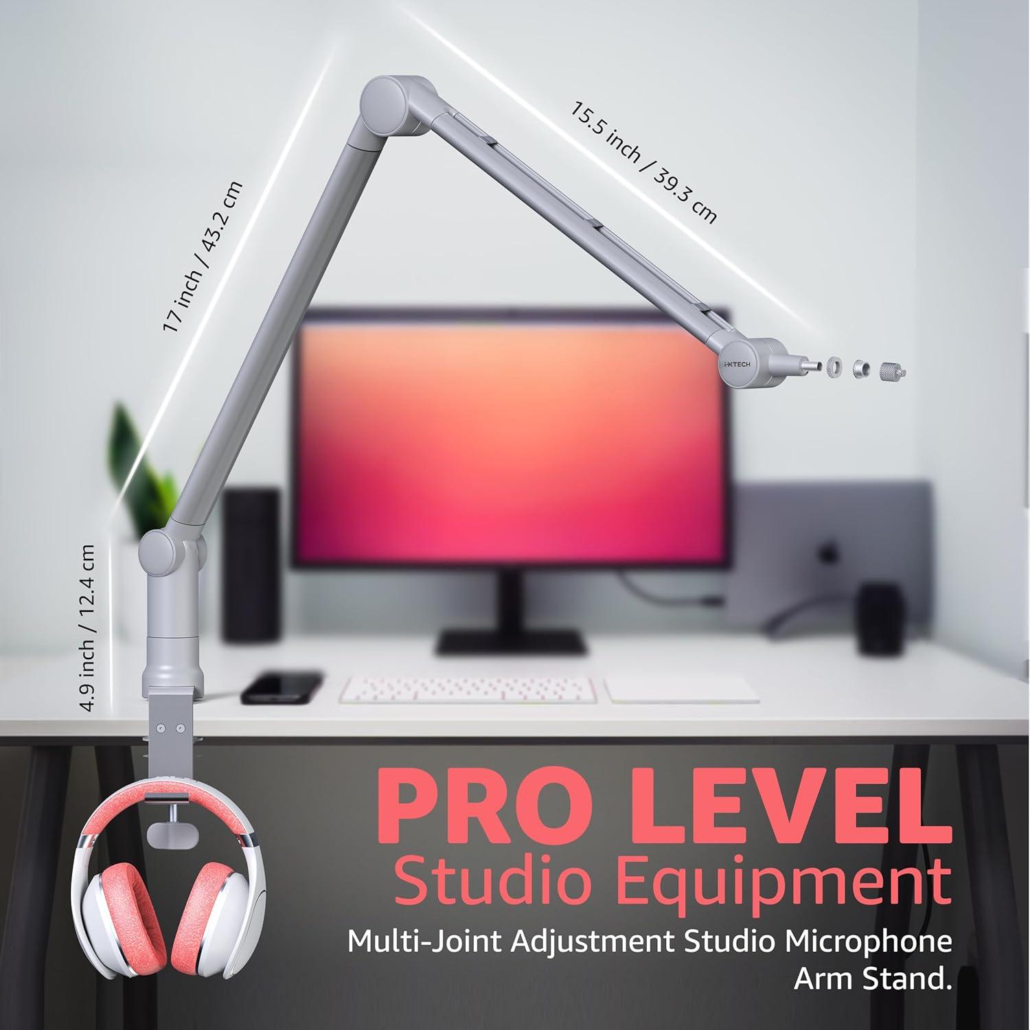 Brazo de Micrófono IXTECH Ajustable 360° para Podcast y Estudio