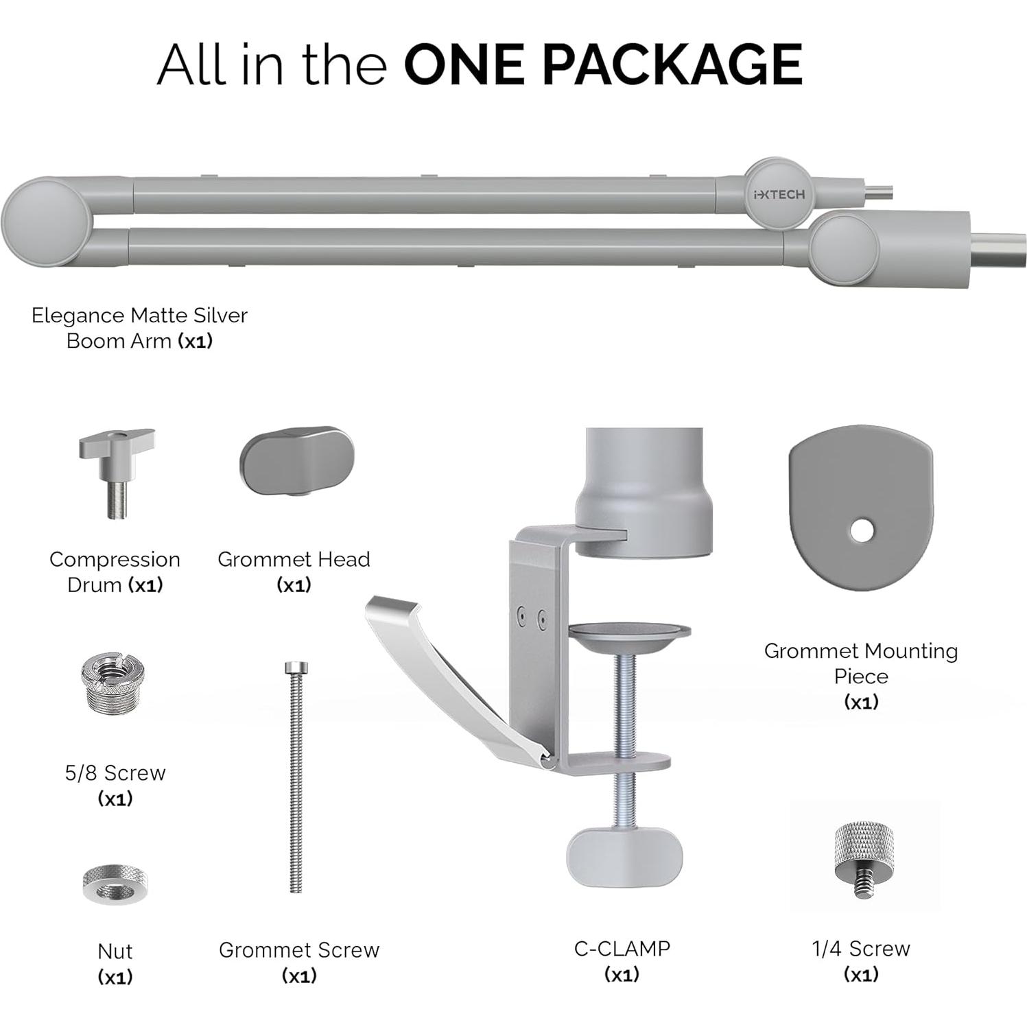 Brazo de Micrófono IXTECH Ajustable 360° para Podcast y Estudio