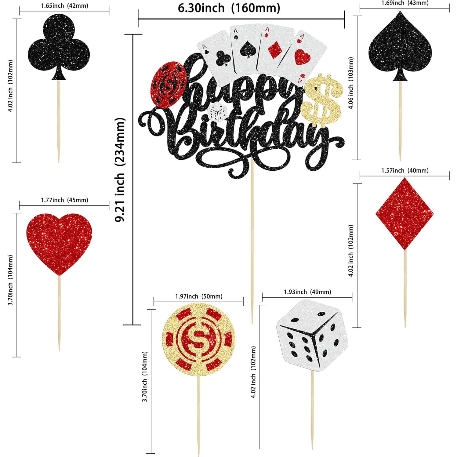Toppers de Cupcake de Casino Ephlyn 25 Piezas Decorativos