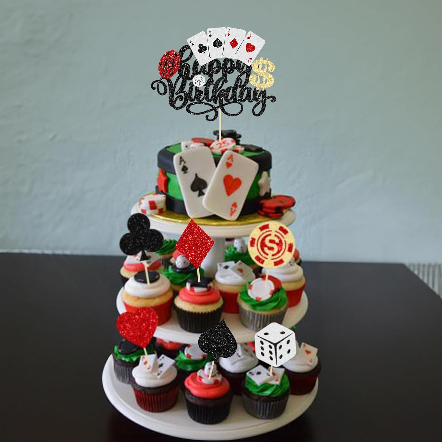 Toppers de Cupcake de Casino Ephlyn 25 Piezas Decorativos