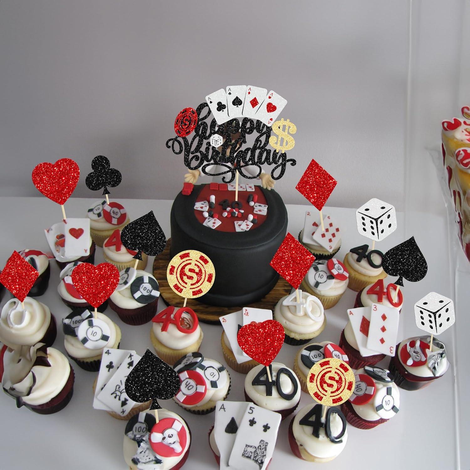 Toppers de Cupcake de Casino Ephlyn 25 Piezas Decorativos