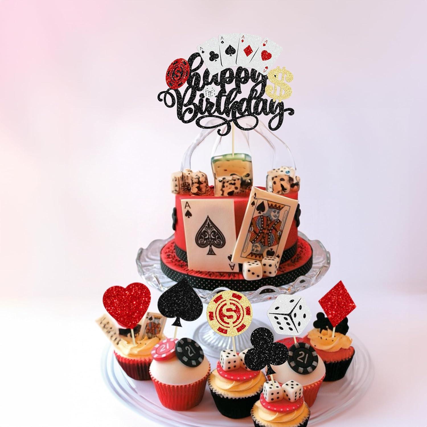 Toppers de Cupcake de Casino Ephlyn 25 Piezas Decorativos