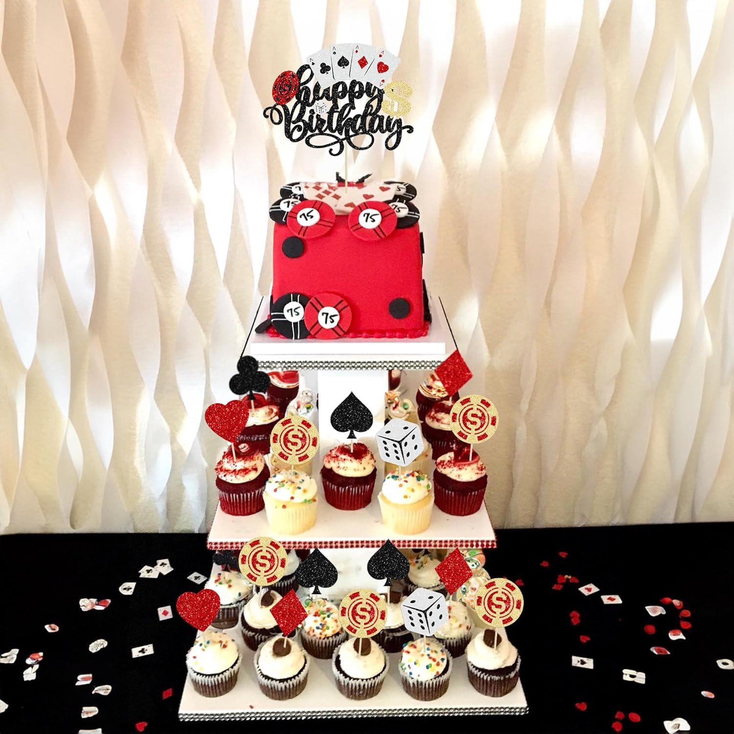 Toppers de Cupcake de Casino Ephlyn 25 Piezas Decorativos