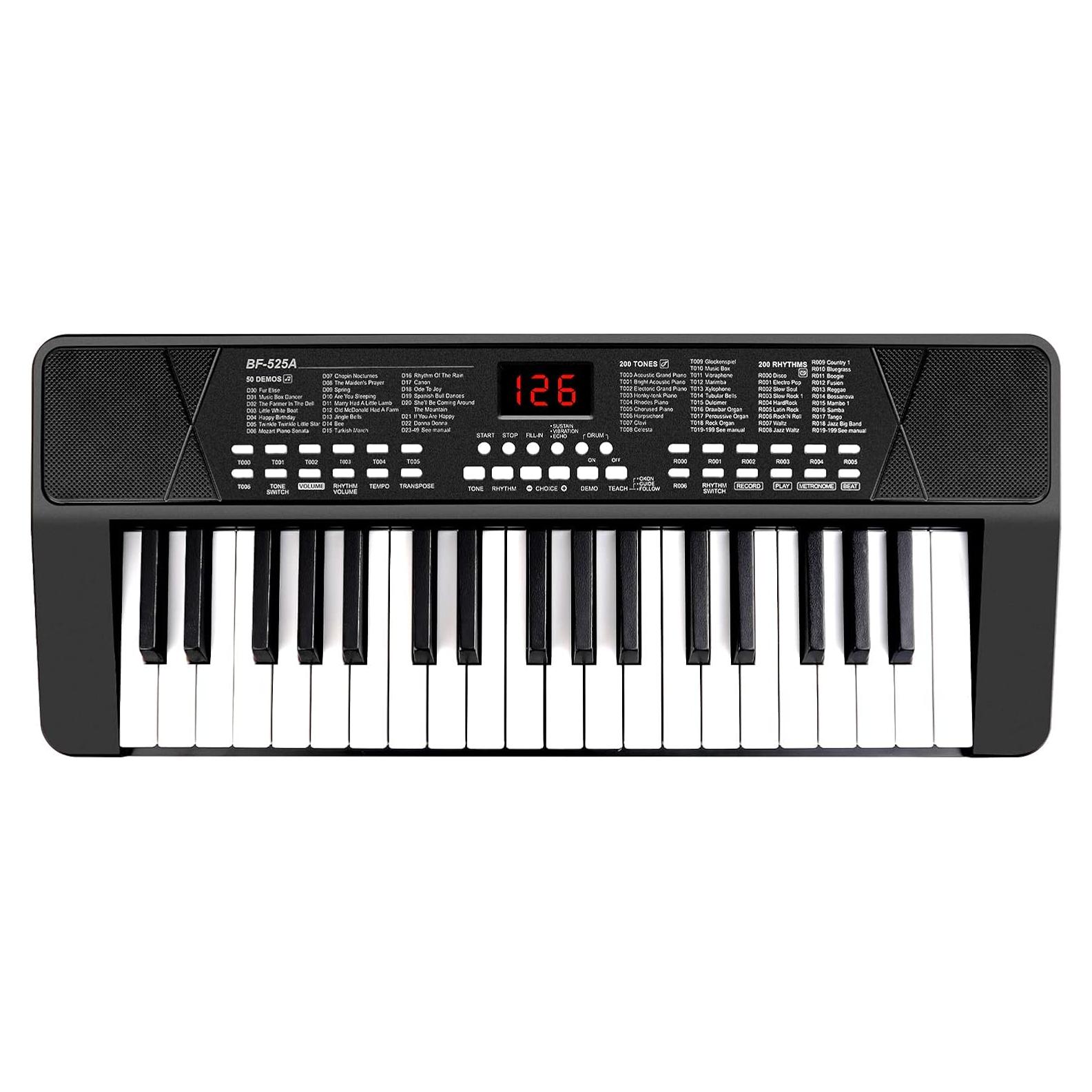 Teclado Electrónico M SANMERSEN 37 Teclas Portátil Negro