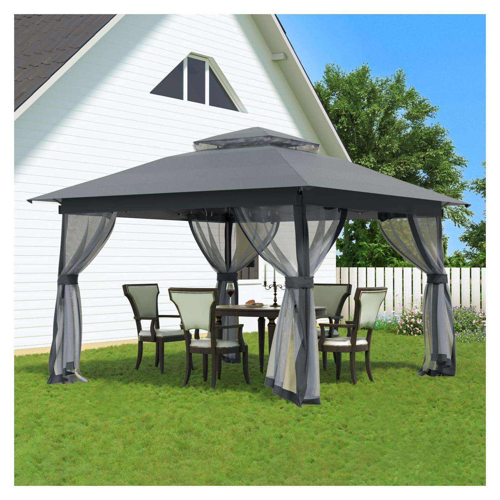 Gazebo AURAWAY 3.35x3.35m Impermeable con Pantalla Insectos