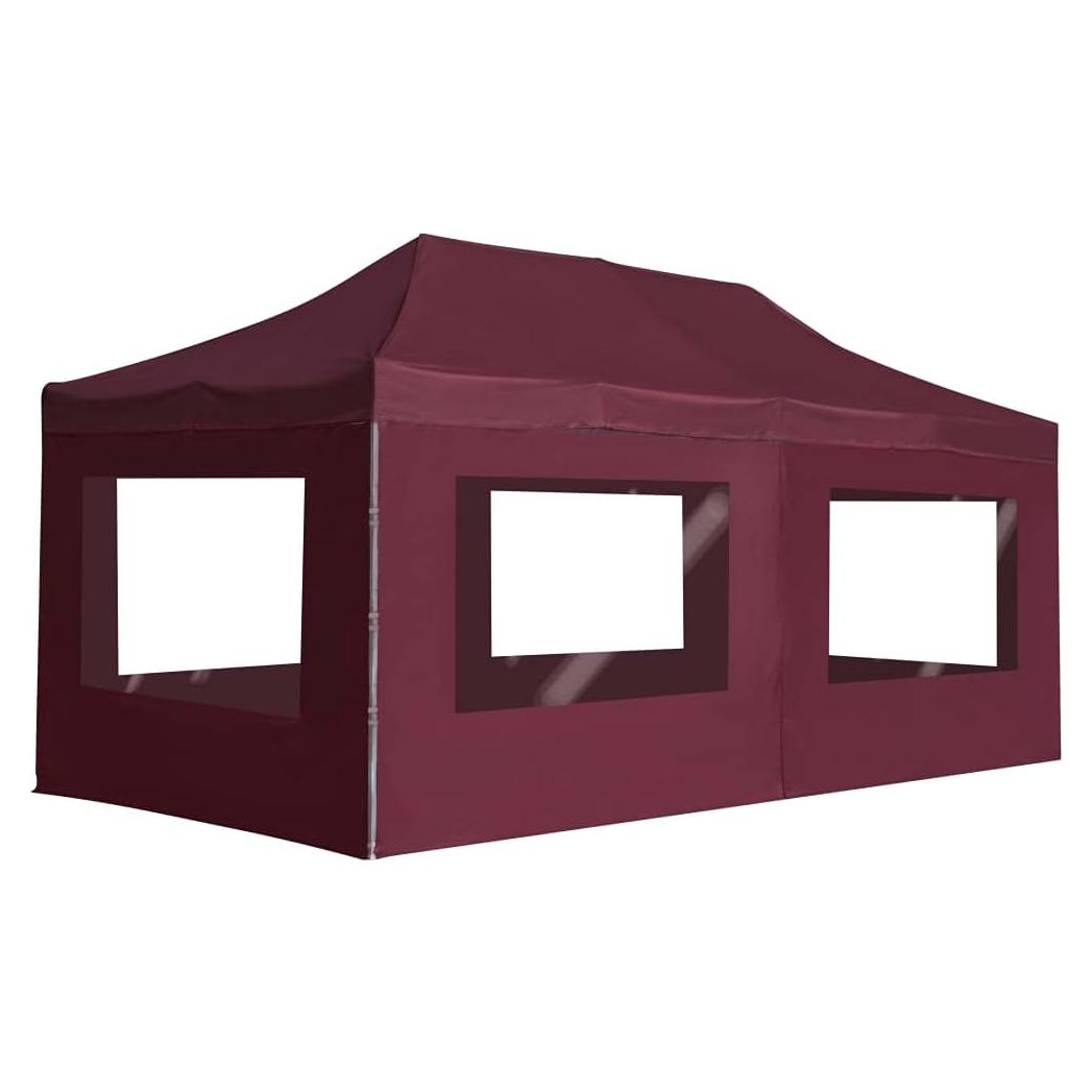 Carpa de Fiesta Plegable KCCLVER 5.8x3m Rojo Vino con Paredes