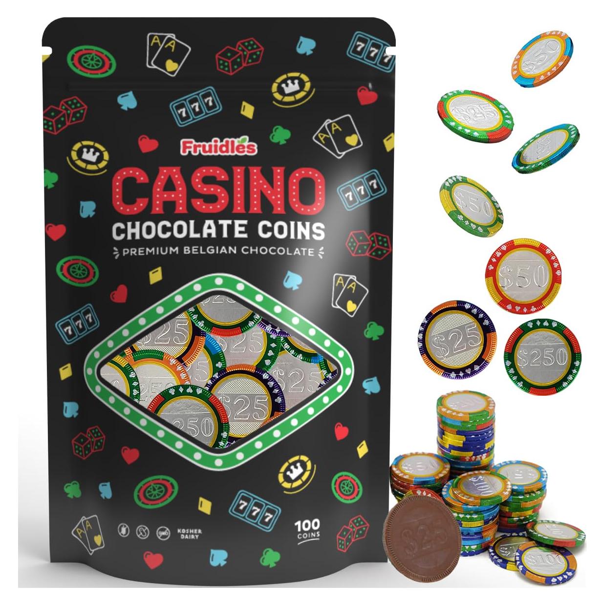 Fruidles Fichas de Poker Chocolate con Leche 100 Unidades