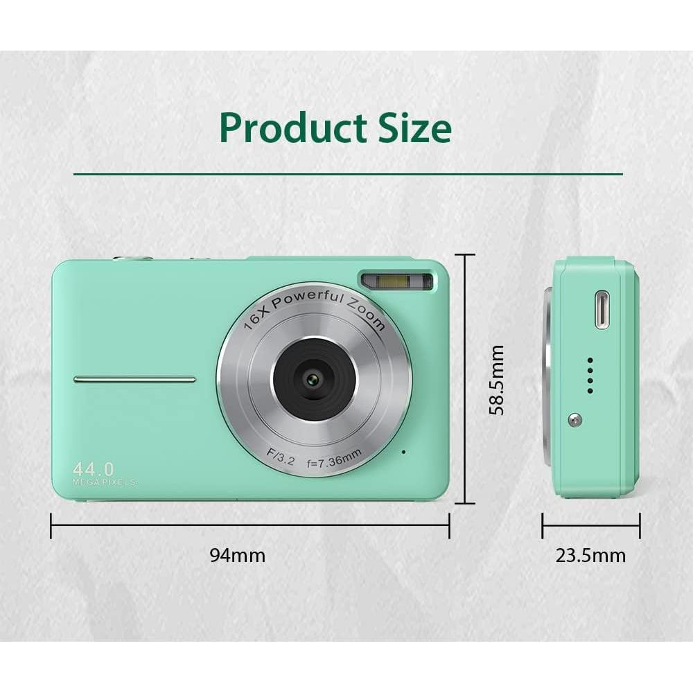 Digital Camera DCAF40-3, 44MP High Pixel Image, 1920x1080P Video Resolution, 16X Digital Zoom, Web Camera, Removable Disk Mass Storage - Perfect for Photography & Streaming (Green)