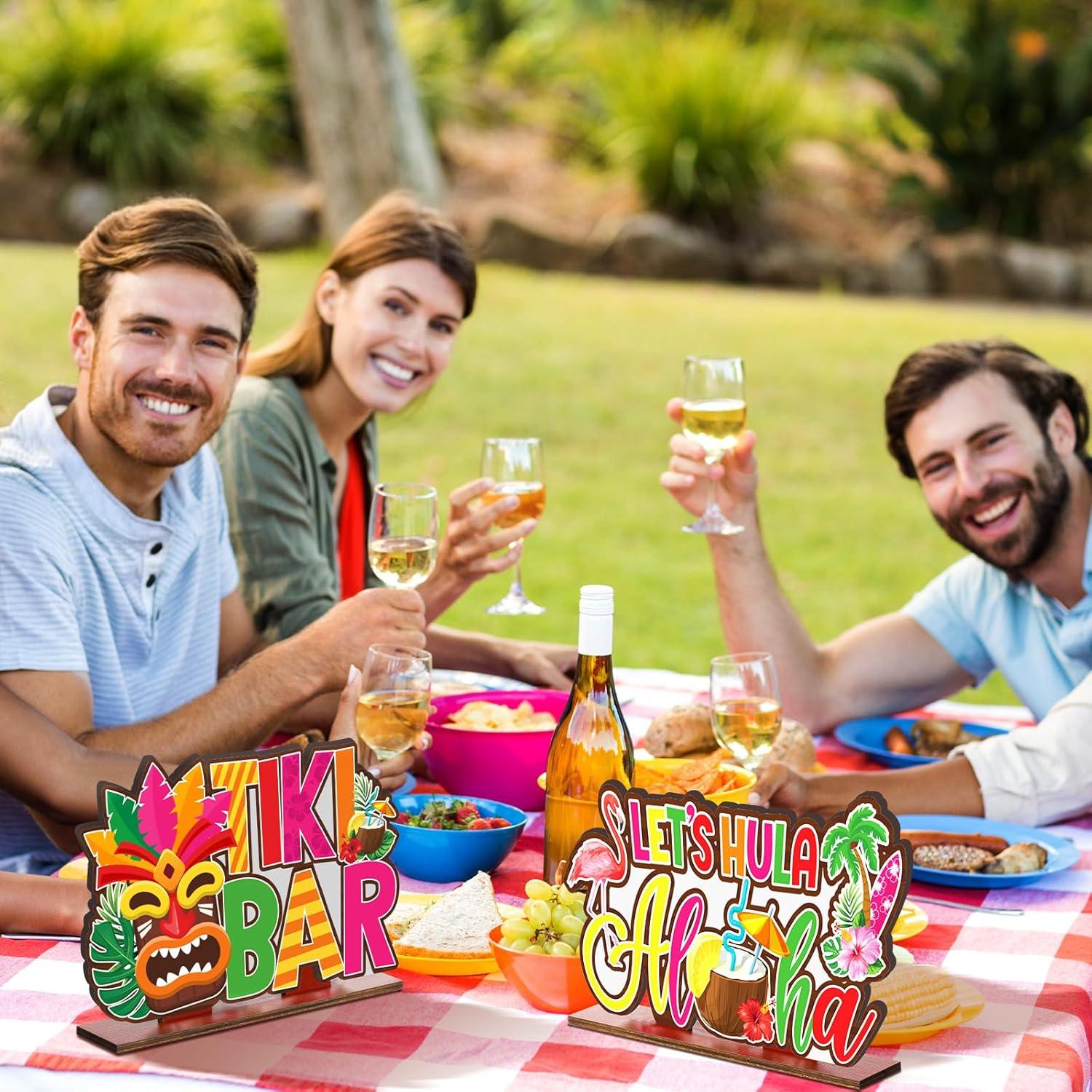 Decoraciones de Fiesta Luau Juexica 6 Pcs Madera Tiki