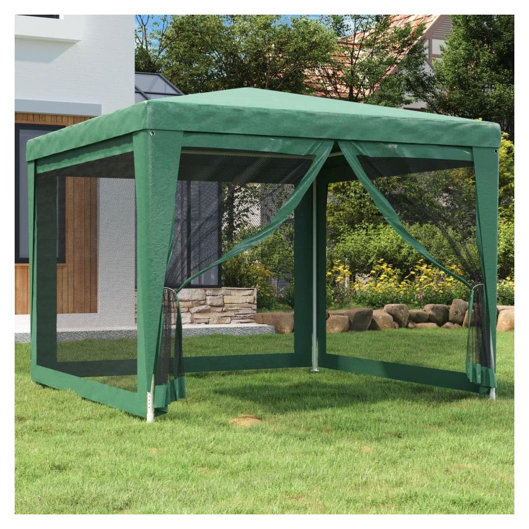Carpa de Fiesta ANYCHOLE Verde 3x3m con 4 Paredes de Malla