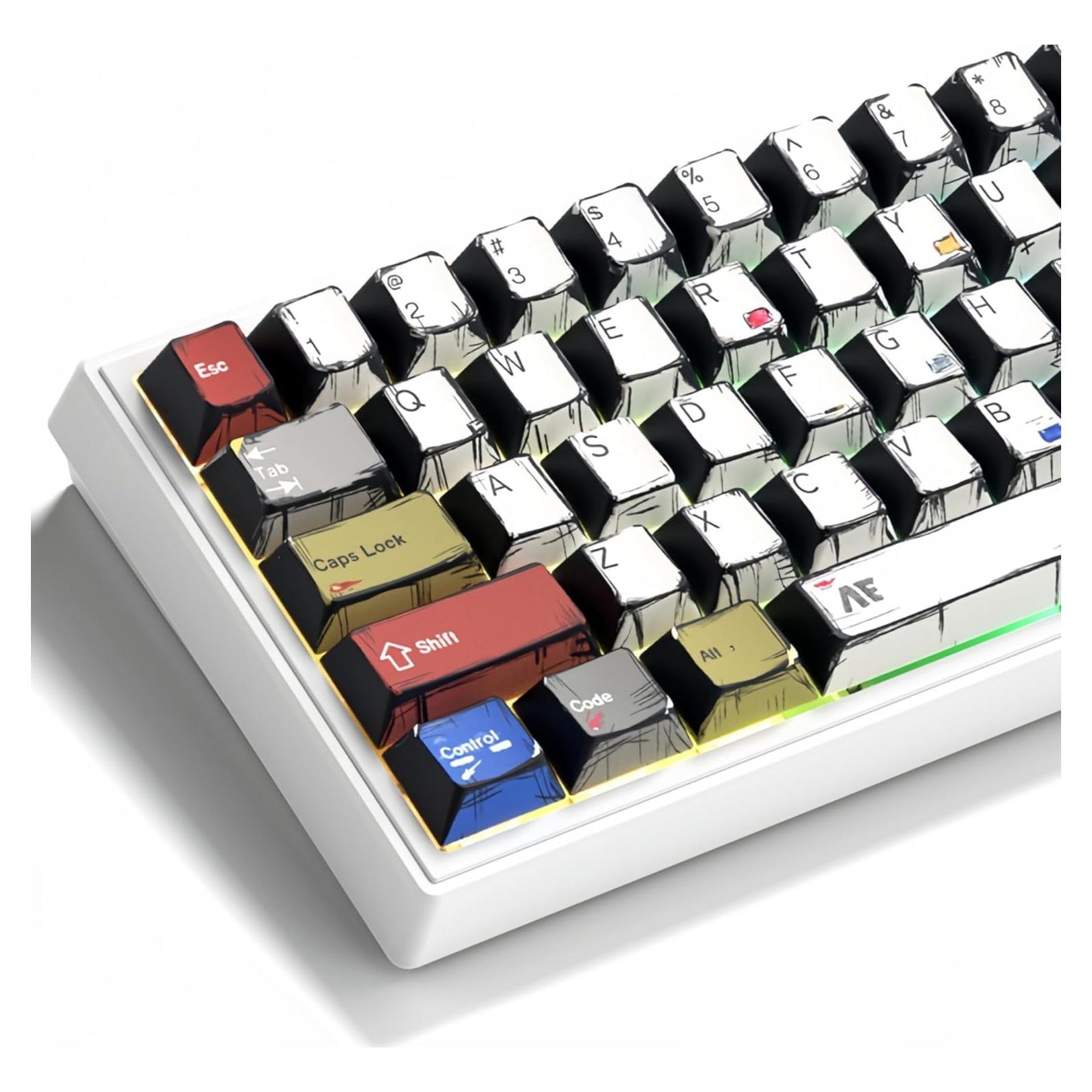 Tapas de Teclado Mecánico PBT Dagaladoo Retro Coloridas 60% 65% 100%