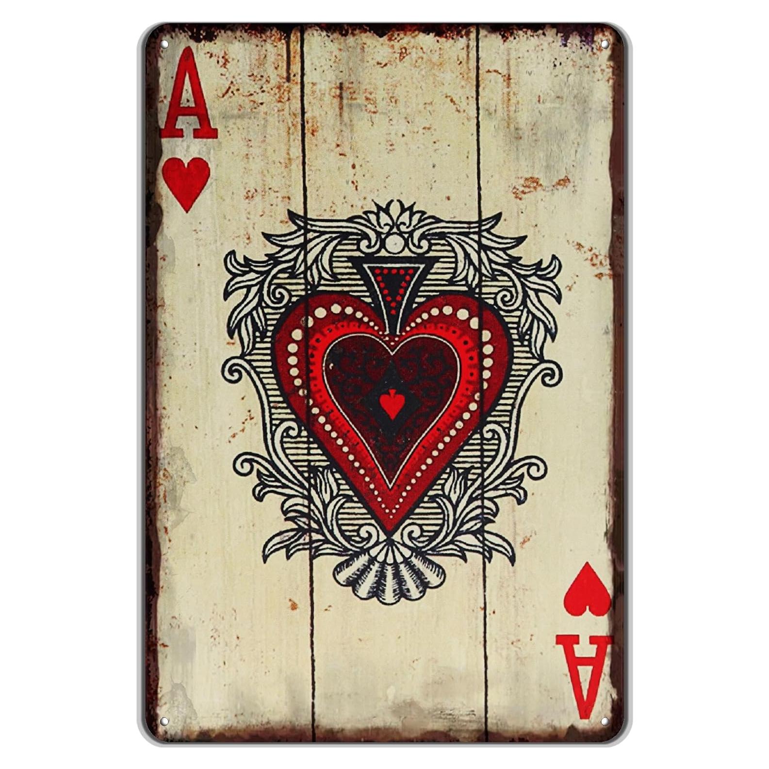 Cartel Decorativo de Metal Vintage TREEPERI 30x20 cm Póker