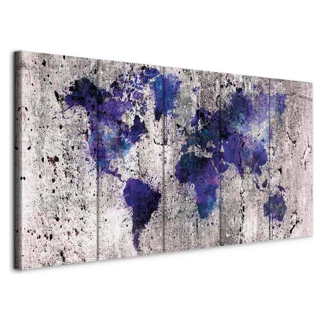 Lienzo Arte de Pared Mapa Mundial artgeist 100x40 cm 5 Piezas