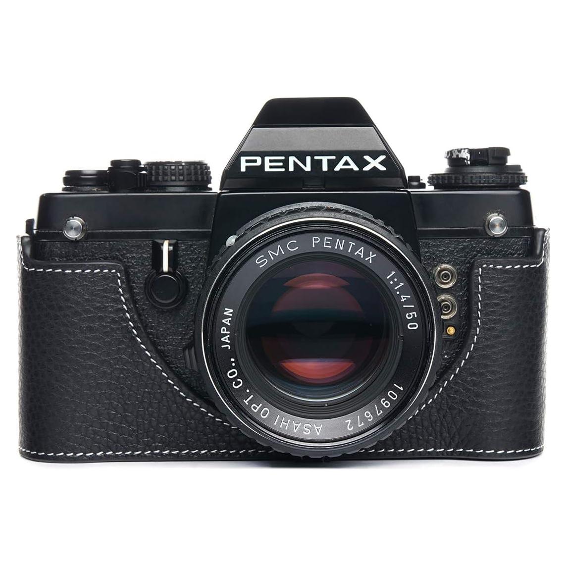 Funda de Cuero Real BolinUS para Cámara Pentax LX - Negro