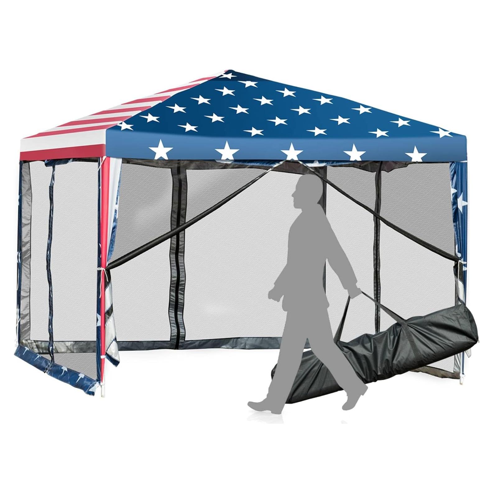 Carpa Plegable Tangkula 10x10 Pies con Malla y Altura Ajustable