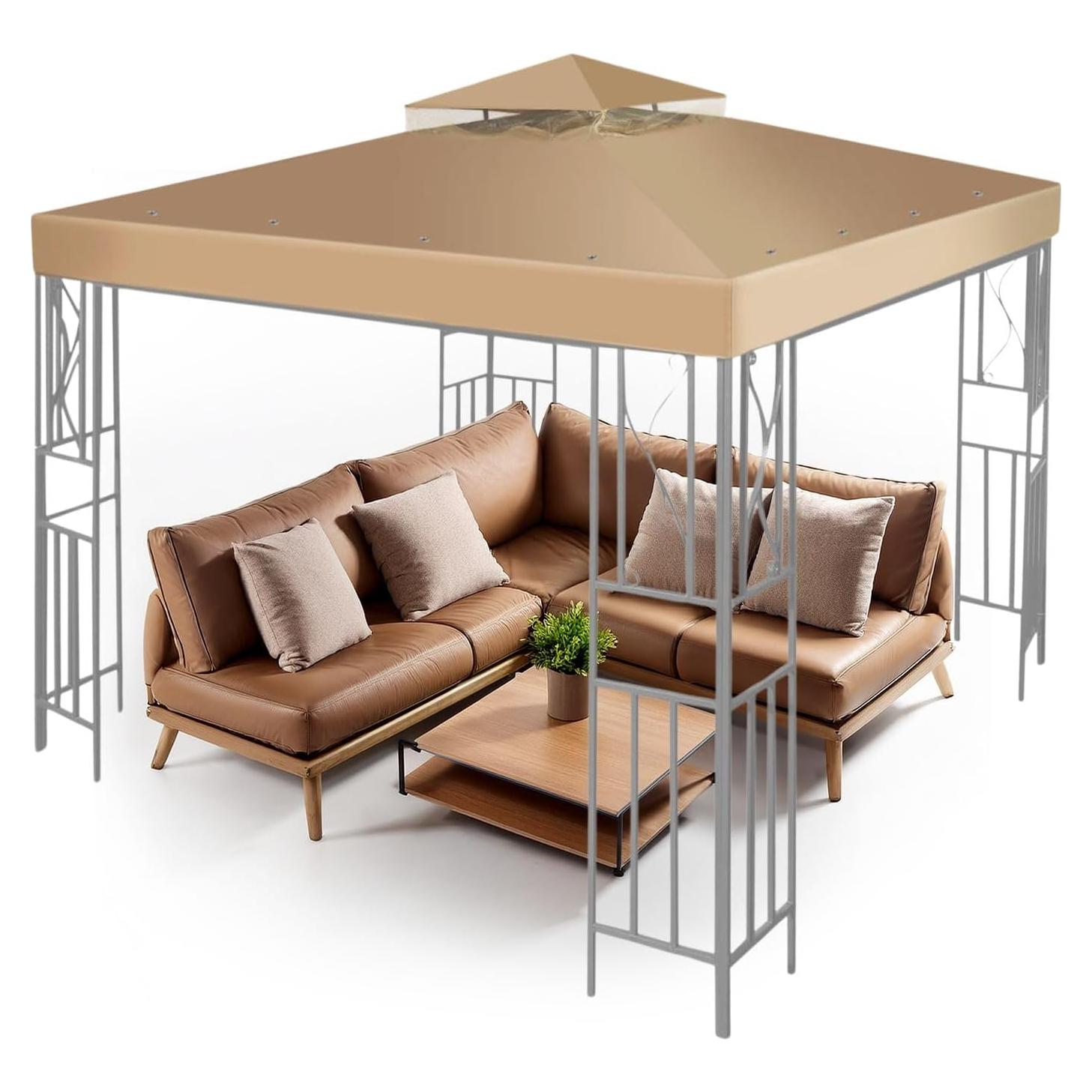 Cubierta de Reemplazo Gazebo Flexzion 3.6x3.6m Beige UV30+