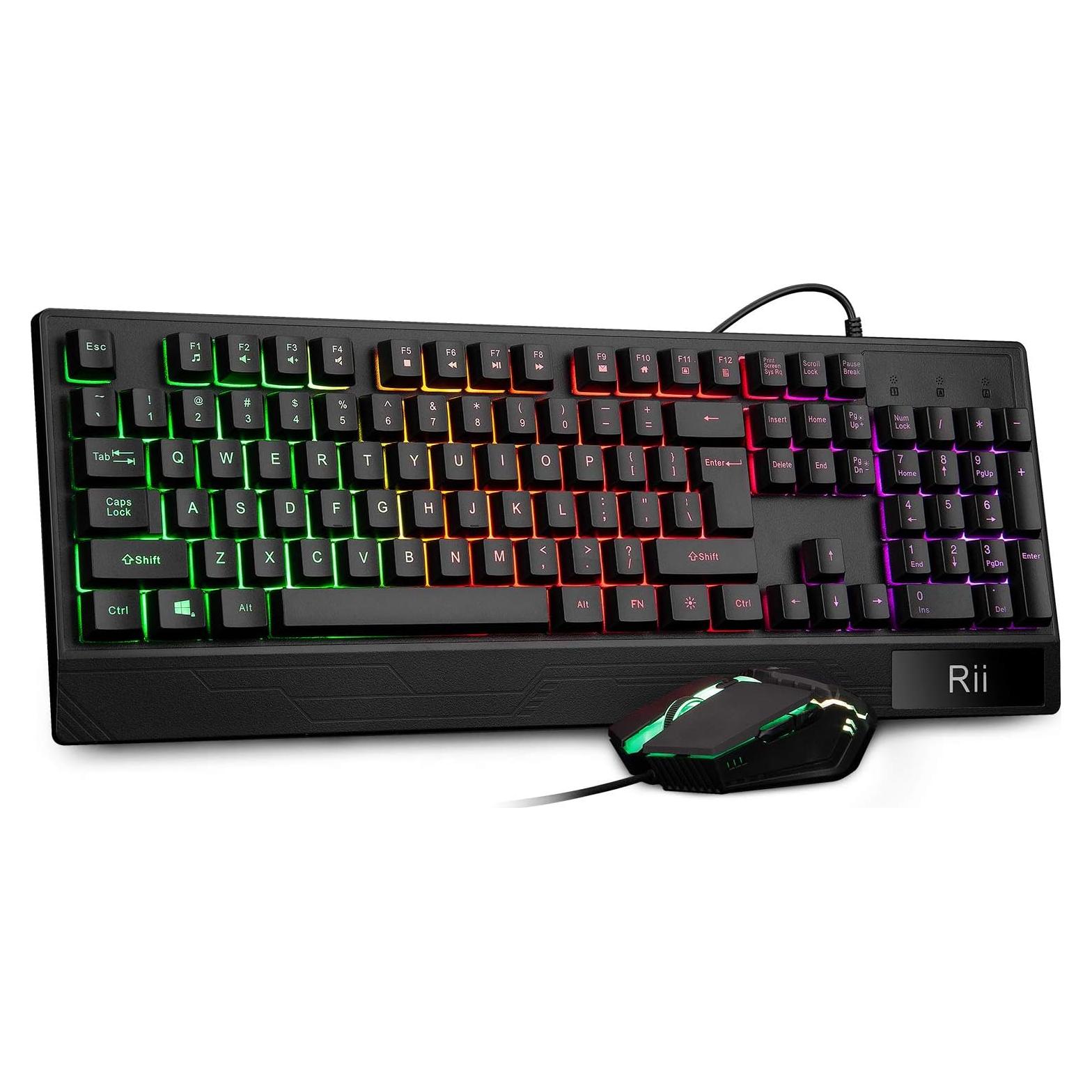 Combo Teclado y Ratón Gaming Rii RK400 RGB Ergonómico