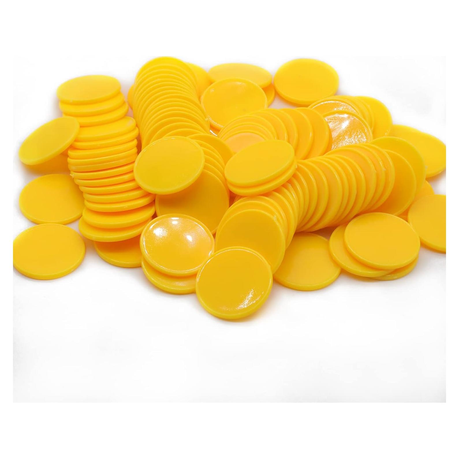 Juego de 100 Fichas de Plástico Amarillo 25 mm para Aprendizaje