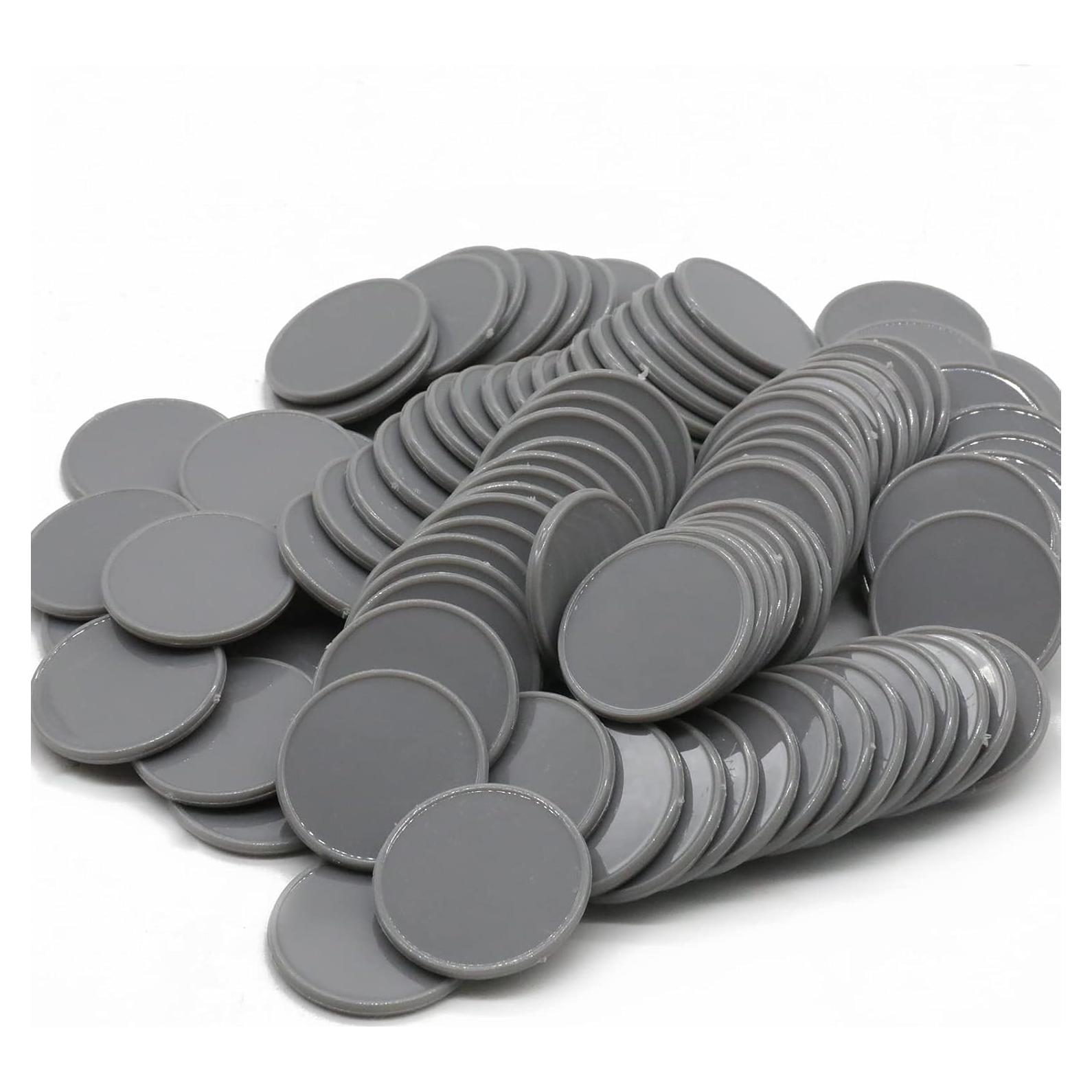 Juego de 100 Fichas de Plástico para Aprendizaje 25 mm Gris